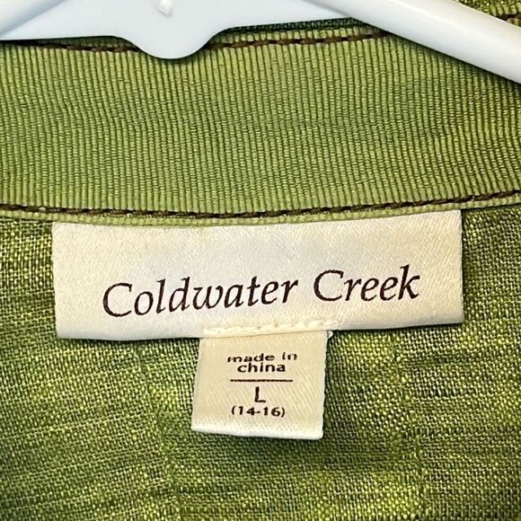 COLDWATER CREEK 100% Linen Utility Button Jacket Drawstring Hem Green Large EUC - Picture 4 of 12